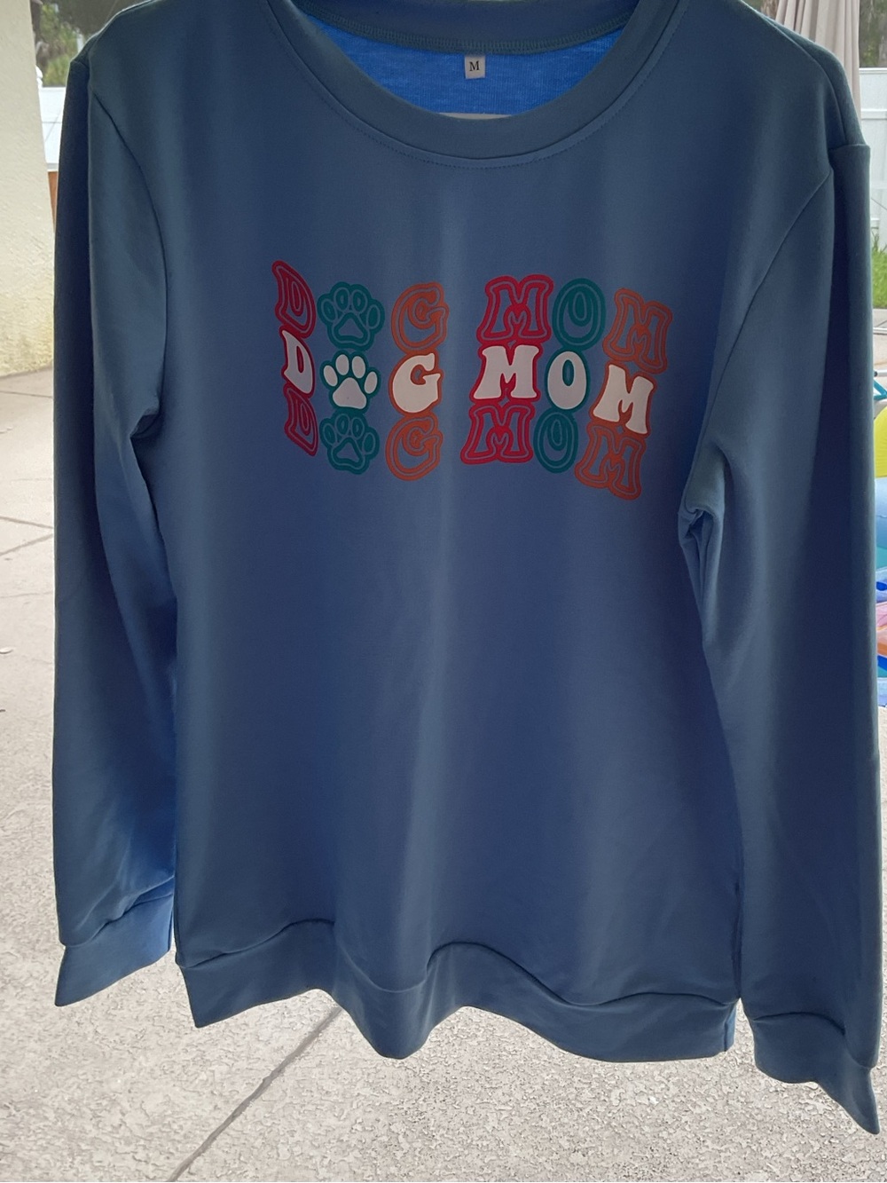 Blue 'Dog Mom' Pullover Sweatshirt - Medium